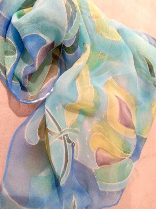 Silk, Scarf, chifone, blue