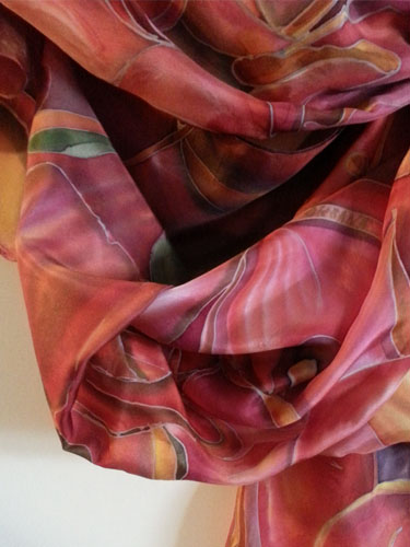 Red scarf, silk painting